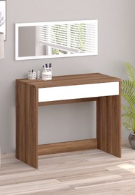 Resim Bicabin Arya Novella Aynalı Bölmeli Organizer Çekmeceli Makyaj Masası -Barok/Beyaz 