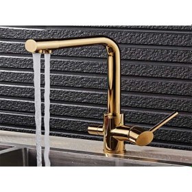 Resim Su Arıtma Cihazı İçin 3 Yollu Oval L Borulu Gold Musluk 