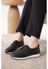 Resim D0155 Günlük Ortopedik Kadın Sneaker Spor Ayakkabı Siyah 