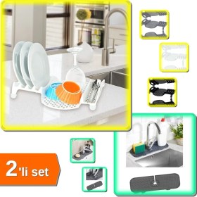 Resim Hereveoyuncak Multi Bulaşıklık Tabaklık Kurutmalık + Esnek Musluk Lavabo Matı - 2li Set E0P4Y0 