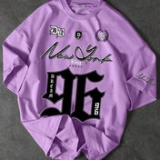 Resim 1 adet Erkek Sokak Giyimi Grafikli Tişört - Geniş Kesim, %100 Polyester, Cesur "New York" Yazısı, Yazlık Günlük Kıyafet, Makinede Yıkanabilir, Pembe 