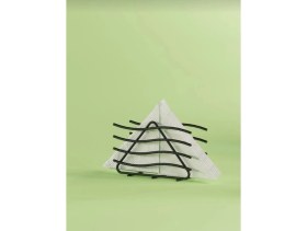 Resim Mat Siyah Lüks Metal Tezgah Üstü Peçetelik, Masa Üstü Peçetelik 