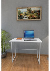 Resim Metallica Concept Delta Katlanabilir Beyaz Çalışma Masası Bilgisayar Masası Çizim Masası Beyaz 