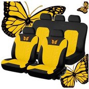 Resim Araba Koltuğu Kılıfı Tam Set, Evrensel Desen Nakış Oto Koltuk Kılıfı Seti Yellow 5 Seat As Picture 