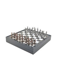 Resim Gifthome Orta Boy Metal Yunan Mitolojisi Satranç Tk. Antik Ve Mermer Desenli Sandıklı Mdf Tahtası 36x36 Cm. 