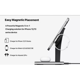 Resim UnDePlus Iphone Watch 3in1 Kablosuz Wireless Magsafe Şarjlı Standı Gece Lambalı Ud22 Beyaz 