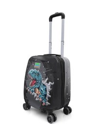 Resim Coral High Kids Koyu Gri Siyah Dinozor Desenli Çocuk Valizi 16757 