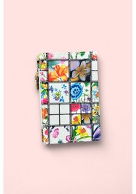 Resim Me-vo Çiçek Desenli Fermuarlı Kartlık, Patchwork Tasarım, Renkli Çiçek Baskılı Renkli Çok Renkli 