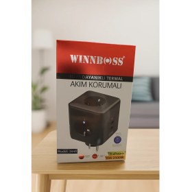 Resim Winnboss Akım Korumalı Siyah Priz 3 Soketli / 3xusb Girişli 10A 2500W 