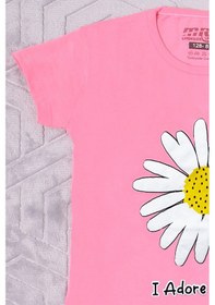 Resim Hçm Kız Çocuk Tshirt Papatya Baskılı Bisiklet Yaka D26 Pembe 
