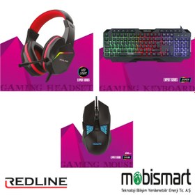 Resim Redline Şekil 3'lü Oyuncu Seti – Gaming Klavye + Mouse + Kulaklık | RGB Işıklı | Oyuncu Klavyesi Mouse Kulaklık 