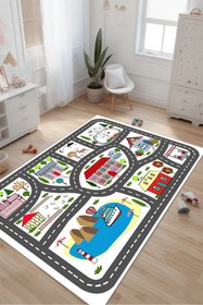 Resim Kessy Home Studio Eğitici Yol Desenli Çocuk Oyun Halısı Dijital Baskı Yıkanablir Kaymaz Taban Çocuk Odası Halısı 3 