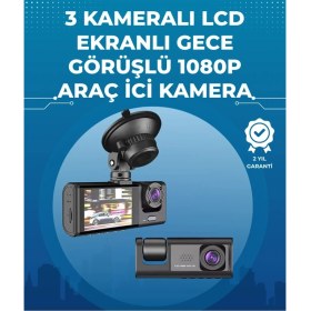 Resim Marsilyan Gece Görüşlü 3'lü Araç Kamerası - Geri Görüş Destekli, 170° Geniş Açı 