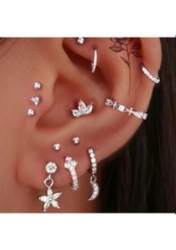 Resim Çiçek Sallantılı Piercing Helix Kıkırdak Silver Renk Renkli 