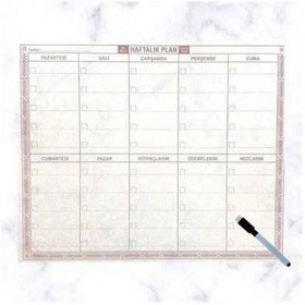 Resim Buffer Şeffaf Kendiliğinden Yapışkanlı Kalemli Haftalık Planlayıcı 40cm-50cm 