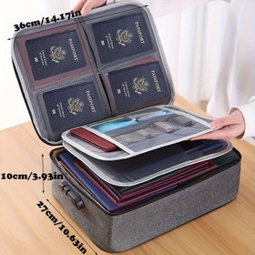 Resim 1 adet Alev Almaz Belge Çantası Kombinasyon Kilidi ile, 3 Katmanlı Su Geçirmez Dosya Saklama Kutusu, Laptop, Dosyalar & Sertifikalar için Taşınabilir Düzenleyici - Seyahat & Ev Kullanımı için İdeal, Hafif, Taşıması Kolay, Laptop Taşıma Çantası 