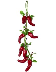 Resim Yapay Kırmızı Biber Salkımı Süs Sahte Biber Yapay Meyve Sebze 