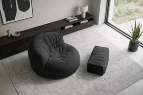 Resim Mila Modell Siyah Puff & Armut Koltuk Relax Koltuk & Ayak Puflu 