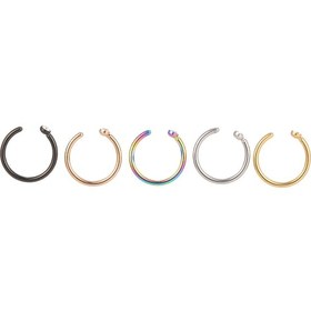 Resim Yifomall 5 Adet Paslanmaz Çelik Burun Halkası - 8mm C Şekilli, Hassas Ciltler İçin Uygun 