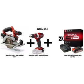 Resim Einhell Set-4 Einhell Te-cs 18/150 Li Akülü Daire Testere+einhell Te-cd 18/40 Li Akülü Vidalama+2xeinhell 18v 2,5 Ah Pxc Starter Kit, Akü & Şarj 