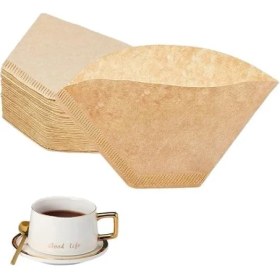 Resim Kahve Filtreleri, 200 Adet 1-4 Fincan Beyazlatılmamış Doğal Kağıt Konik Kahve Filtresi, Küçük Boy Kahve Filtresi, Pour Over Kahve Dripper ve Kahve Makineleri Için (Ahşap Rengi) 