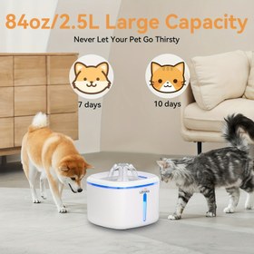 Resim USB Güçlü, Gıda Sınıfı ABS, 7 Gün ve 10 Gün Hatırlatıcı, 3 Hız Modu, 3 Filtre Bölmesi ve 2 İçme Alanı ile 84oz/2.5L Büyük Kapasiteli Kedi Su Çeşmesi - Evinizde Kedinizi Susuz Bırakmayın, Modern Evcil Hayvan Aksesuarı, Dayanıklı Evcil Hayvan Malzemeleri, Pilsiz 
