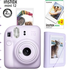 Resim Instax Mini 12 Lila Fotoğraf Makinesi-20'li Film ve Mini Albüm Seti 