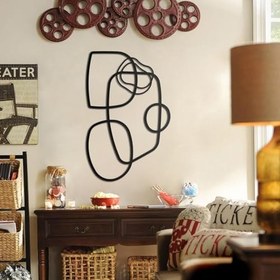 Resim BONPERLA Modern Minimalist Metal Duvar Sanatı - Oturma Odası veya Yatak Odası için Soyut Çizgi Sanat Heykeli - Siyah Demir Duvar Dekoru - İskandinav Tarzı El Yapımı Duvar Askısı (89,9 cm x 57,8 cm) 