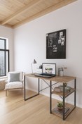 Resim STONE CONCEPT MOBİLYA Kahverengi 2 Raflı Atlantik Çam Çalışma Masası 