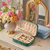 Resim 1 adet Glam Style 3 Katmanlı Kadife Fermuarlı Mücevher Kutusu - Çok Amaçlı Dikdörtgen Düzenleyici, Küpe, Kolye, Yüzük, Saat, Saç Aksesuarları İçin Boyunluk Kancaları - Seyahat ve Ev Depolama İçin İdeal - Noel, Yeni Yıl, Sevgililer Günü, Anneler Günü Hediyeleri, Mücevher Kutuları İçin Mükemmel 