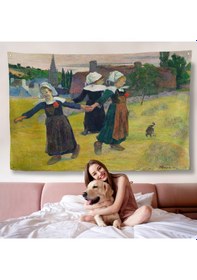 Resim Paul Gauguin Bretonlu Kızlar Dans Duvar Örtüsü-7007 