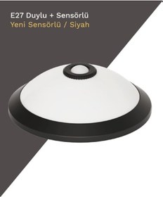 Resim Horoz Sensörlü Tavan Armatür 360d 2xe27 Siyah Kasa Plastik Cam-gövde Siyah 