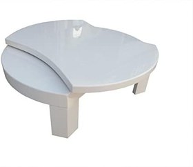 Resim Orta sehpa 17616 Döner İÇBÜKEY OVAL İNOVATİF Model Kayın Retro Mdf Beyaz El Yapım 