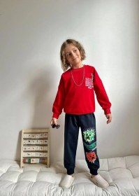 Resim Cg Kids Minecraft Erkek Çocuk 2 Iplik Alt Üst Takım Süper Kalite Kırmızı 