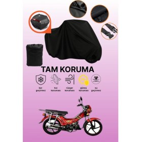 Resim Dokaca Siyah Arka Çanta Uyumlu Kral Motor KR-100-A Uyumlu Motosiklet Brandası, Koruyucu Örtü 