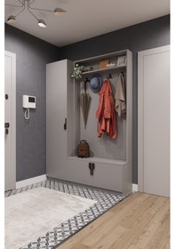 Resim Asra Trend Mdf Vestiyer & Portmanto & Ayakkabılık - 140x208x33cm, Askılı, Çok Raflı, Kapaklı V-01 Kül Gri Gri 