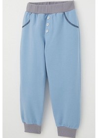 Resim Breeze Erkek Çocuk Eşofman Altı Kedicik Düğme Aksesuarlı Cep Kısmı Kontrast Dikiş Detaylı 1-4 Yaş, Mavi Mavi 
