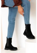 Resim Pembe Potin Rahat Taban Kadın Lastikli Bot&Bootie 020-L1212-22Süe Pembe Potin