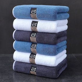 Resim 3 adet/2 adet/1 adet Ultra-Yumuşak, Süper Emici Mikrofiber Banyo Havluları veya Büyük Boy Havlu - 139.95x70.0cm/78.74x40.01cm/76.2x35.56cm, Hızlı Kuruyan & Az Tüy Döken, Beş Yıldız Otel Kalitesi, Asması Kolay - Mavi, Beyaz, Koyu Teal "D" Etiketli 