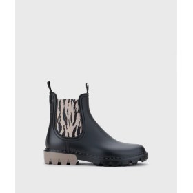 Resim W10333 Rock Black Zebra Siyah Kadın Yağmur Botu 