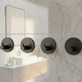 Resim 4 Adet Oval Paslanmaz Çelik Banyo Askısı / Bornoz Askısı / Havlu Askısı / Lif Askı / Havluluk - Siyah 