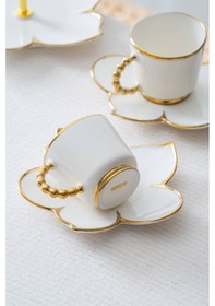 Resim Acar Joyce 2 Kişilik Standlı Kahve Fincan Takımı Gold - 90 Ml Beyaz/gold 