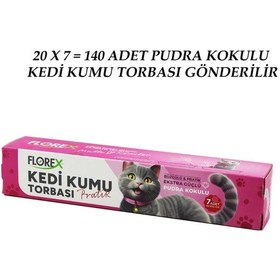 Resim 140 Adet Kedi - Evcil Hayvan Kumu Torbası Pratik Pudra Kokulu Büzgülü - Extra Güçlü 82x50cm Go-53-vice 05631 