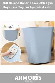Resim Armoris Yeni Pratik Yapışkanlı 360 Derece Küçük Döner Tekerlekli Mobilya Eşya Kaydırma Taşıma Aparatı 4 Adet 