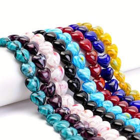 Resim 12mm Şeftali Kalp Düz Delikli Mermer Cam Boncuk Çeşitleri - Bilezikler, Kolyeler, Tatil Hediyeleri ve El Sanatları Projeleri için Canlı Çok Renkli DIY Takı Yapım Malzemeleri, Kolye Yaratımı | Çeşitli Boncuk Şekilleri | Pürüzsüz Dokulu Boncuklar, Takı Yapımı İçin Boncuklar 