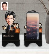 Resim Bk Gift Kişiye Özel Erkek Avukat Karikatürlü Ahşap Biblo Telefon Standı-2 