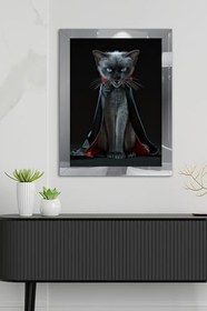 Resim Vampir Kedi Gümüş Tek Parça Pleksi Tablo 