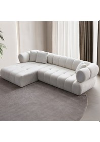 Resim Eymense Petra Modern Köşe Koltuk Takımı Beyaz Sol Köşe 