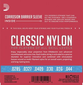 Resim D'Addario EJ27H Classics Serisi Klasik Gitar Tel Seti (4/4 Ölçek - Hard Tension - Gümüş Sarım) 