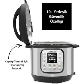 Resim Esmo Home Instant Pot Duo 7'si 1 Arada Akıllı Pişirici, 5.7 L, Düdüklü Tencere, Yumuşak Pişirici, Pilav Pişirici, Sote Tavası, Yoğurt Hazırlayıcı, Buharlı Pişirici ve Yemek Isıtıcısı, Siyah/paslanmaz Çelik 